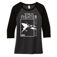 F 22 Raptor Stealth Fighter Women's Tri-Blend 3/4-Sleeve Raglan Shirt