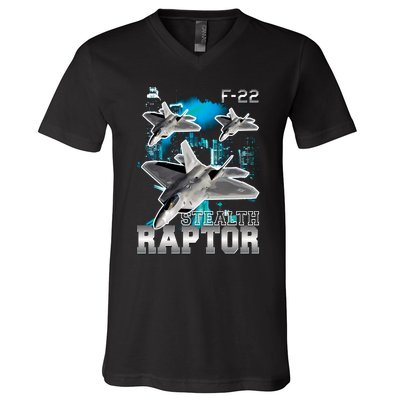 F 22 Raptor Stealth Bootleg V-Neck T-Shirt