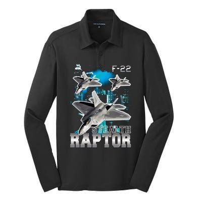 F 22 Raptor Stealth Bootleg Silk Touch Performance Long Sleeve Polo