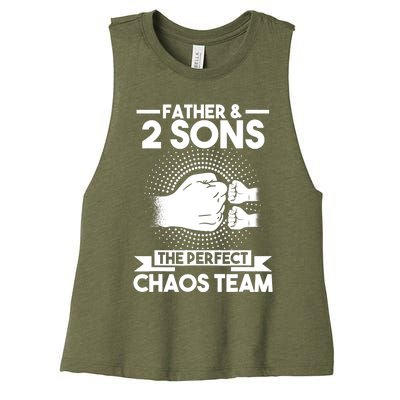 Father & 2 Sons The perfect chaos team Father Women's Racerback Cropped Tank