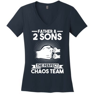 Father & 2 Sons The perfect chaos team Father Women's V-Neck T-Shirt