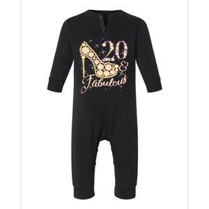 Fabulous & 20 Sparkly Heel 20th Birthday Infant Fleece One Piece