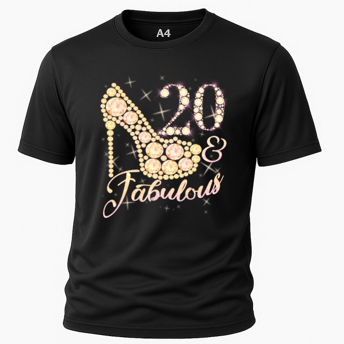 Fabulous & 20 Sparkly Heel 20th Birthday Cooling Performance Crew T-Shirt