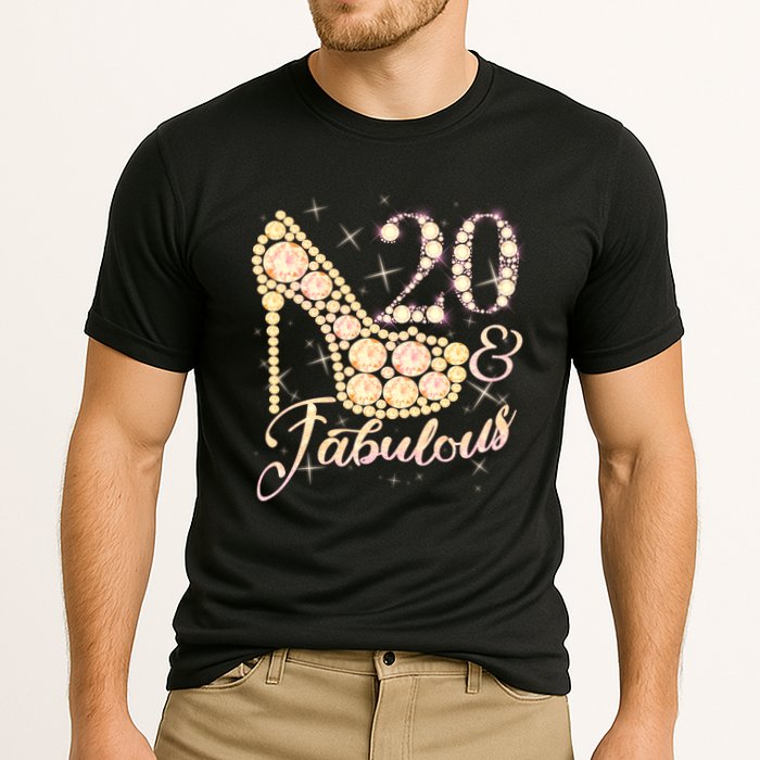 Fabulous & 20 Sparkly Heel 20th Birthday Cooling Performance Crew T-Shirt