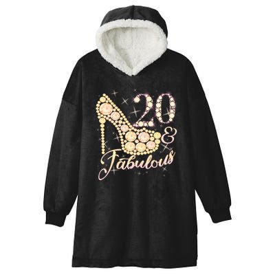 Fabulous & 20 Sparkly Heel 20th Birthday Hooded Wearable Blanket
