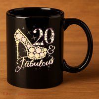 Fabulous & 20 Sparkly Heel 20th Birthday 11oz C Handle Ceramic Mug