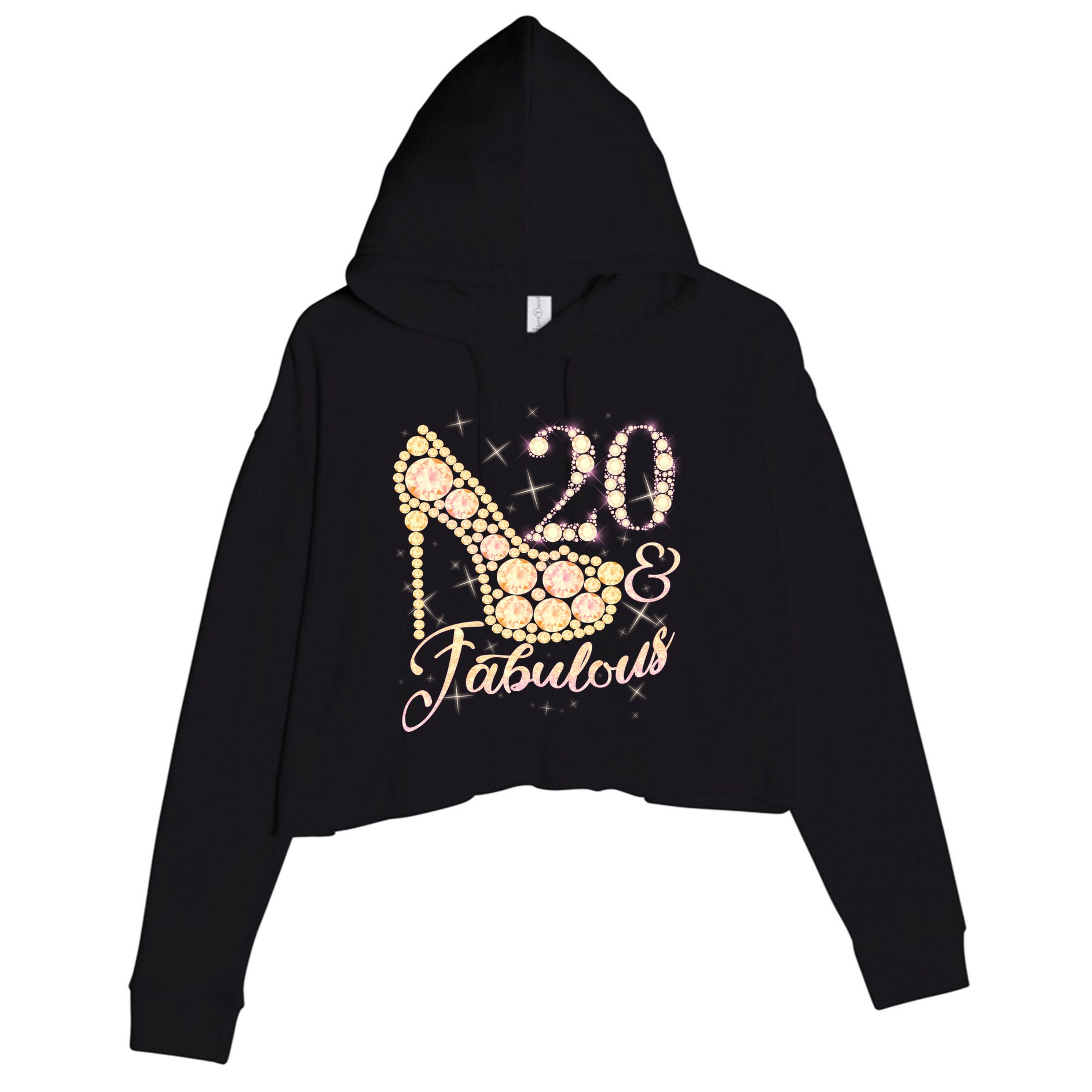 Fabulous & 20 Sparkly Heel 20th Birthday Crop Fleece Hoodie