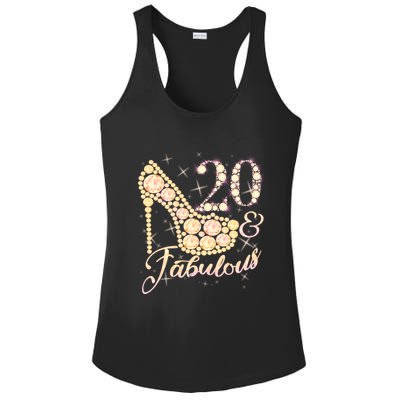Fabulous & 20 Sparkly Heel 20th Birthday Ladies PosiCharge Competitor Racerback Tank