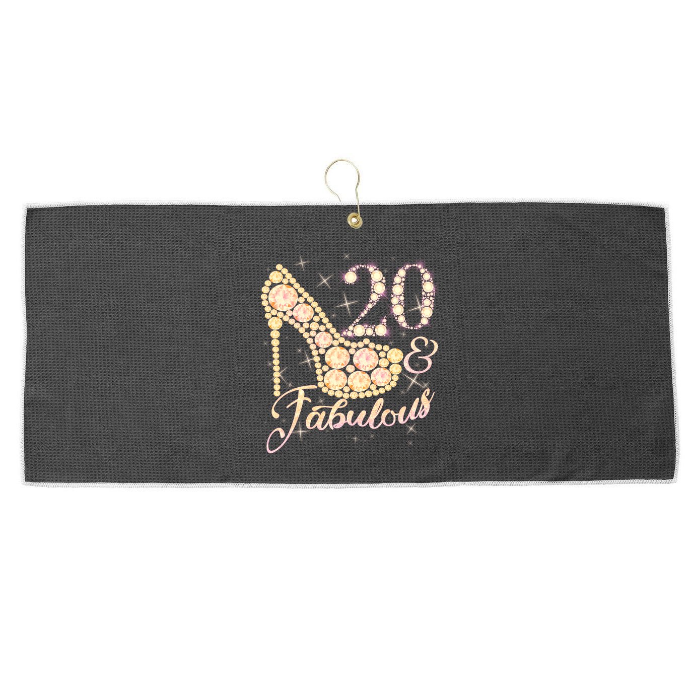 Fabulous & 20 Sparkly Heel 20th Birthday Large Microfiber Waffle Golf Towel