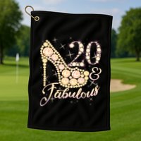 Fabulous & 20 Sparkly Heel 20th Birthday Golf Towel