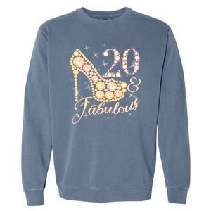 Fabulous & 20 Sparkly Heel 20th Birthday Garment-Dyed Sweatshirt