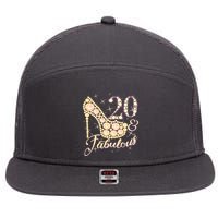 Fabulous & 20 Sparkly Heel 20th Birthday 7 Panel Mesh Trucker Snapback Hat