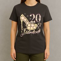 Fabulous & 20 Sparkly Heel 20th Birthday T-Shirt