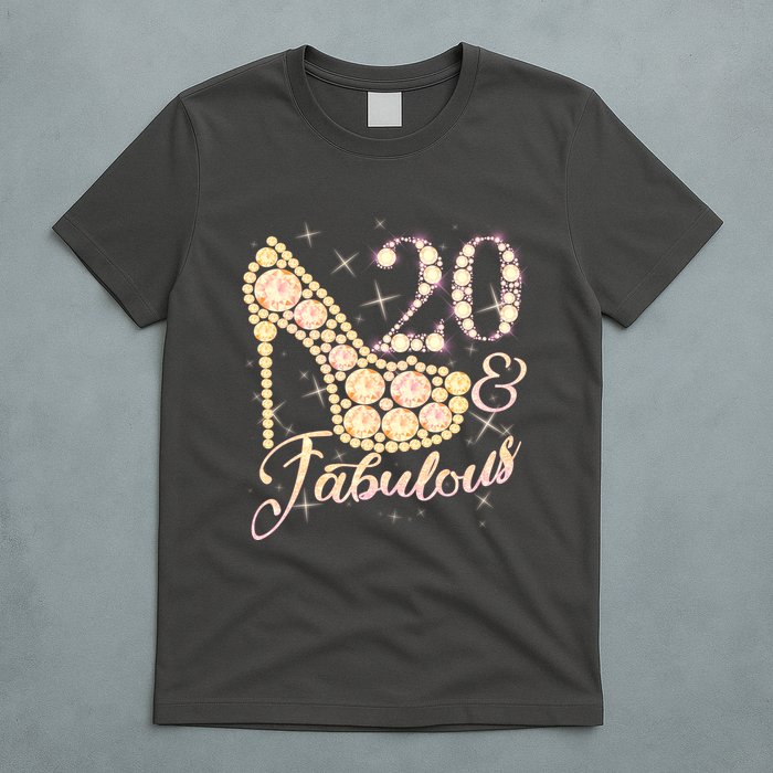 Fabulous & 20 Sparkly Heel 20th Birthday T-Shirt