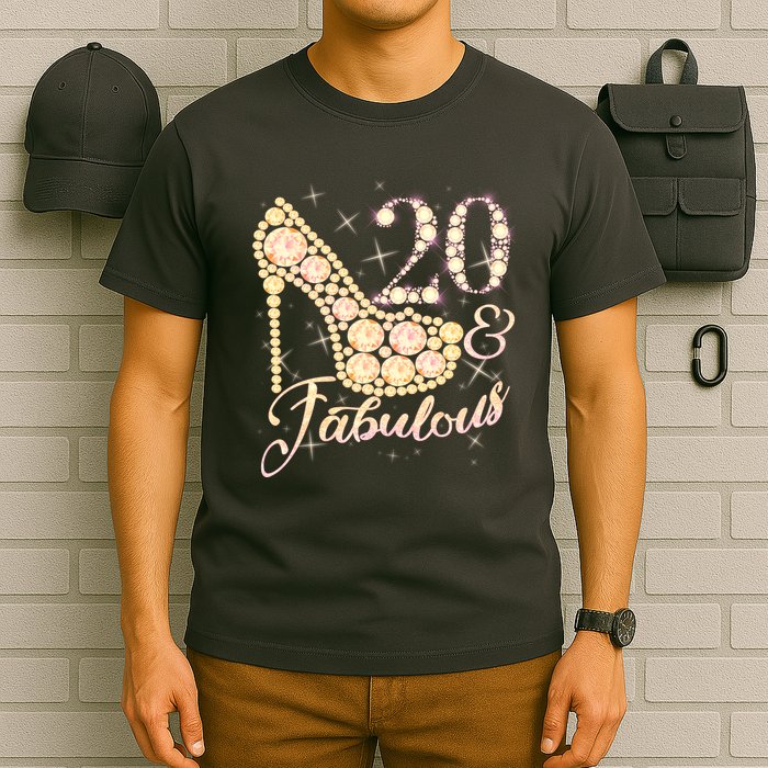 Fabulous & 20 Sparkly Heel 20th Birthday T-Shirt