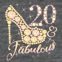 Fabulous & 20 Sparkly Heel 20th Birthday T-Shirt