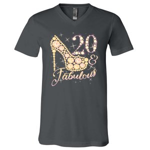 Fabulous & 20 Sparkly Heel 20th Birthday V-Neck T-Shirt