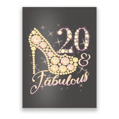 Fabulous & 20 Sparkly Heel 20th Birthday Poster