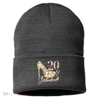 Fabulous & 20 Sparkly Heel 20th Birthday Sustainable Knit Beanie