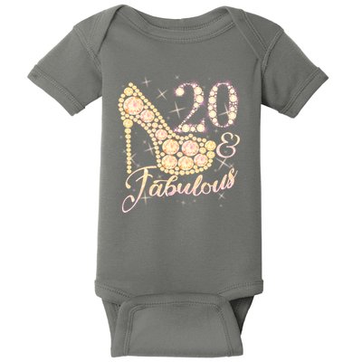 Fabulous & 20 Sparkly Heel 20th Birthday Baby Bodysuit