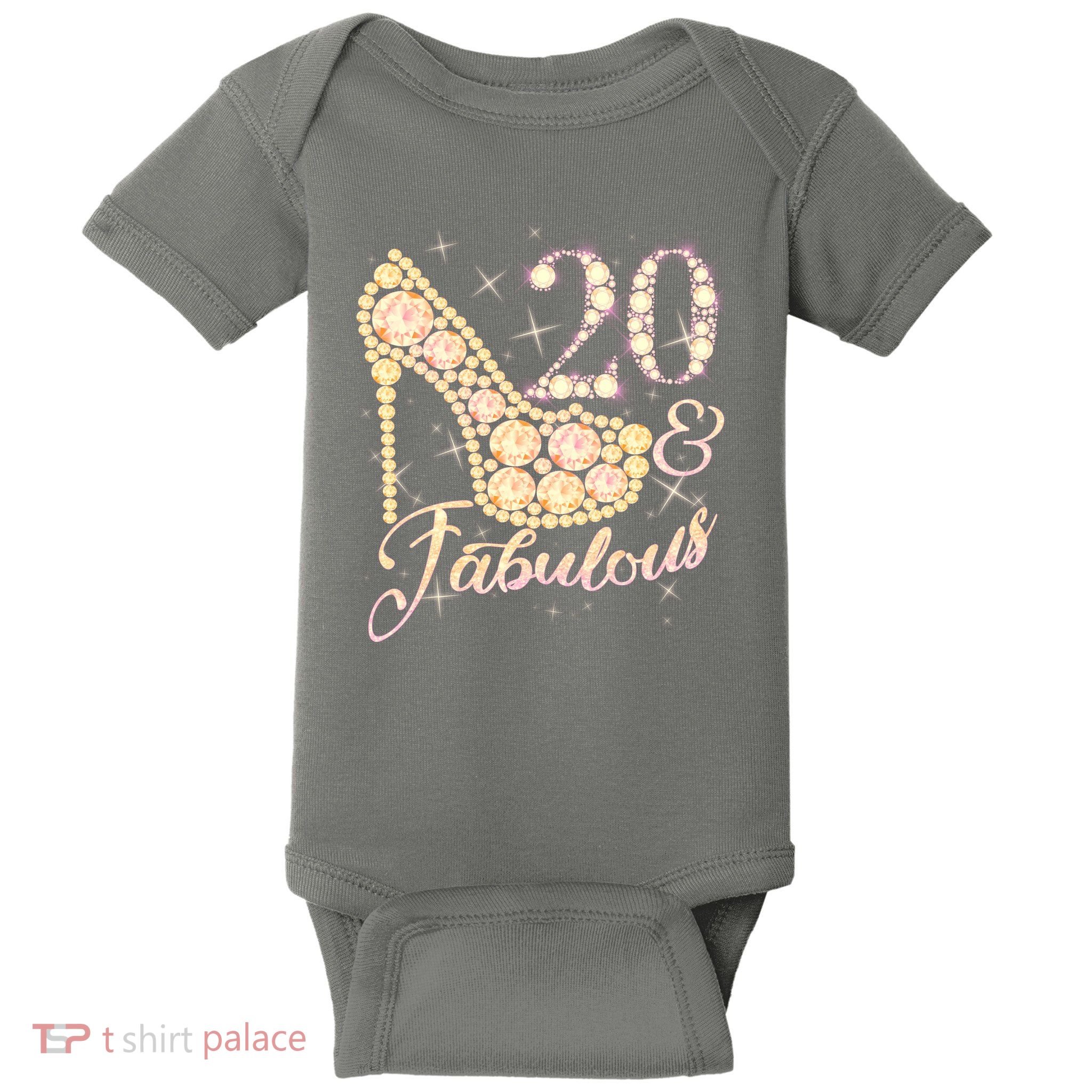 Fabulous & 20 Sparkly Heel 20th Birthday Baby Bodysuit