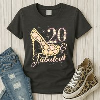 Fabulous & 20 Sparkly Heel 20th Birthday Womens T-Shirt