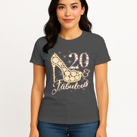 Fabulous & 20 Sparkly Heel 20th Birthday Womens T-Shirt