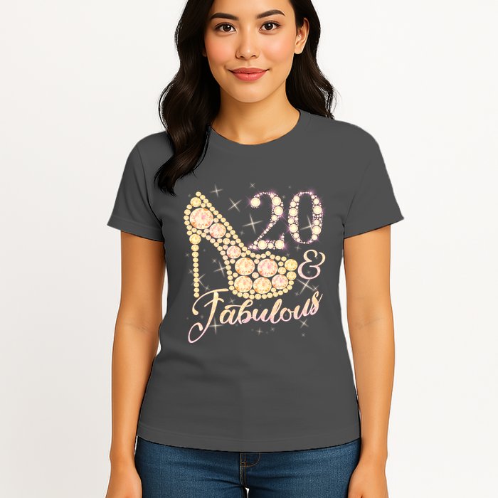 Fabulous & 20 Sparkly Heel 20th Birthday Womens T-Shirt