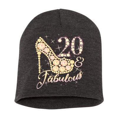 Fabulous & 20 Sparkly Heel 20th Birthday Short Acrylic Beanie