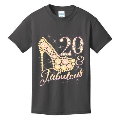 Fabulous & 20 Sparkly Heel 20th Birthday Kids T-Shirt