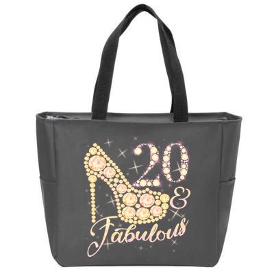 Fabulous & 20 Sparkly Heel 20th Birthday Zip Tote Bag