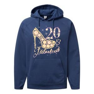 Fabulous & 20 Sparkly Heel 20th Birthday Performance Fleece Hoodie