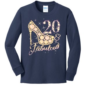 Fabulous & 20 Sparkly Heel 20th Birthday Kids Long Sleeve Shirt