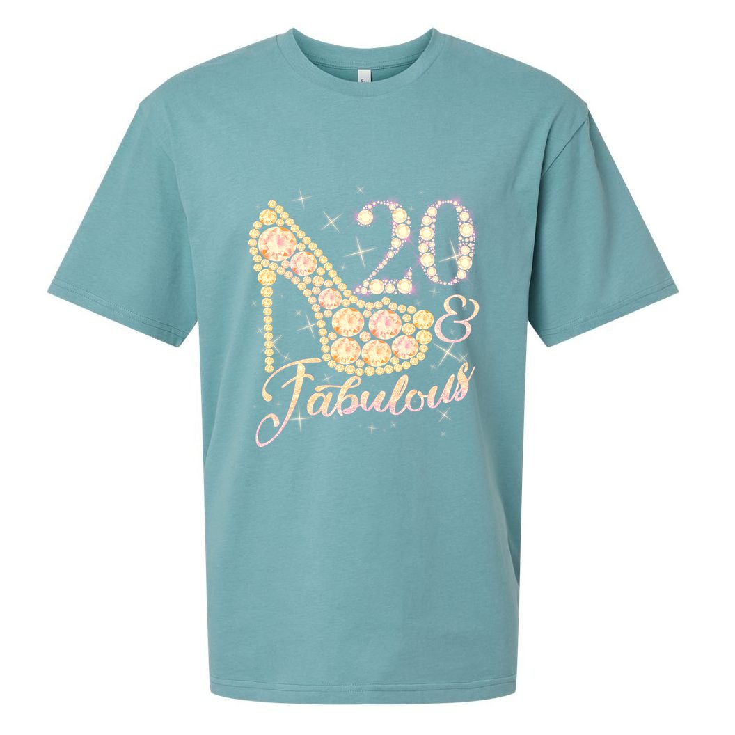 Fabulous & 20 Sparkly Heel 20th Birthday Sueded Cloud Jersey T-Shirt