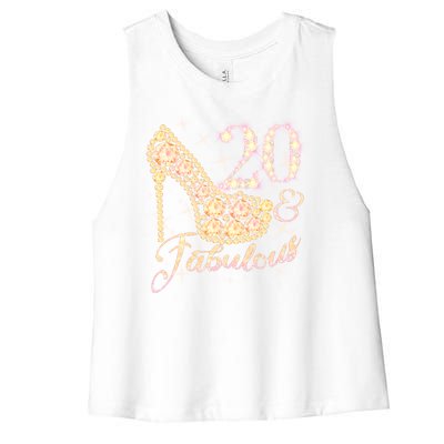 Fabulous & 20 Sparkly Heel 20th Birthday Women's Racerback Cropped Tank