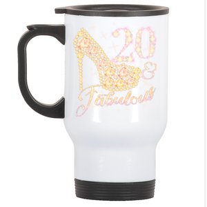 Fabulous & 20 Sparkly Heel 20th Birthday Stainless Steel Travel Mug