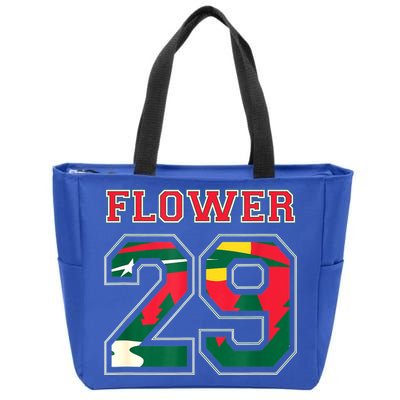 FLOWER 29 Wild Goalie Fleury Minnesota Pro Ice Hockey Design Zip Tote Bag