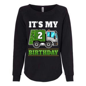 Funny 2 Years Old Garbage Truck 2nd Birthday Party Womens California Wash Sweatshirt