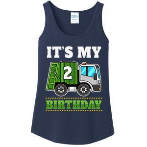 Funny 2 Years Old Garbage Truck 2nd Birthday Party Ladies Essential Tank