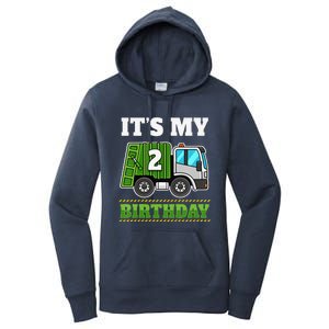 Funny 2 Years Old Garbage Truck 2nd Birthday Party Women's Pullover Hoodie