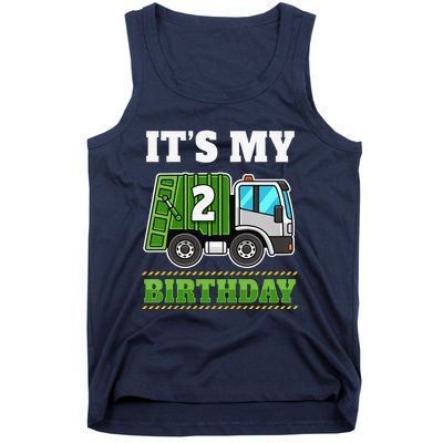 Funny 2 Years Old Garbage Truck 2nd Birthday Party Tank Top