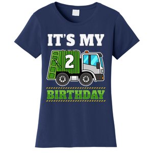 Funny 2 Years Old Garbage Truck 2nd Birthday Party Women's T-Shirt