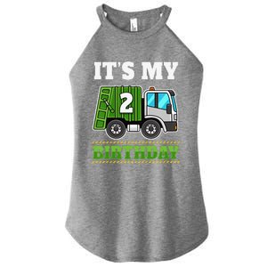 Funny 2 Years Old Garbage Truck 2nd Birthday Party Women's Perfect Tri Rocker Tank