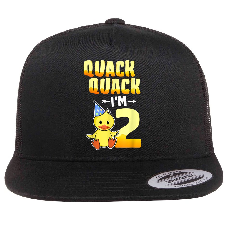 Funny 2 Year Old Girl Boy Duck 2nd Second Birthday Party Gift 1 Flat Bill Trucker Hat
