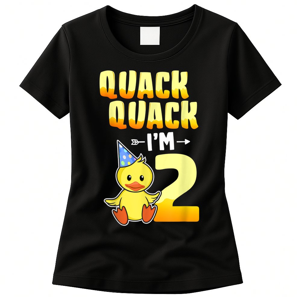 Funny 2 Year Old Girl Boy Duck 2nd Second Birthday Party Gift 1 Womens T-Shirt