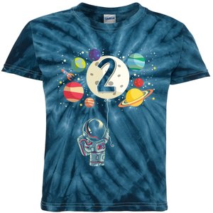 Funny 2 Years Old Birthday Boy Gift Astronaut 2nd Birthday Gift 1 Kids Tie-Dye T-Shirt