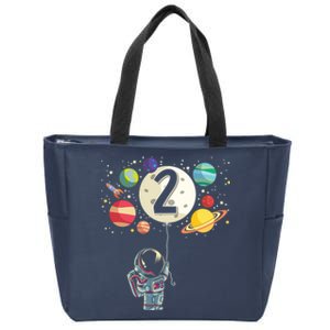 Funny 2 Years Old Birthday Boy Gift Astronaut 2nd Birthday Gift 1 Zip Tote Bag