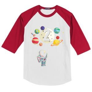 Funny 2 Years Old Birthday Boy Gift Astronaut 2nd Birthday Gift 1 Kids Colorblock Raglan Jersey