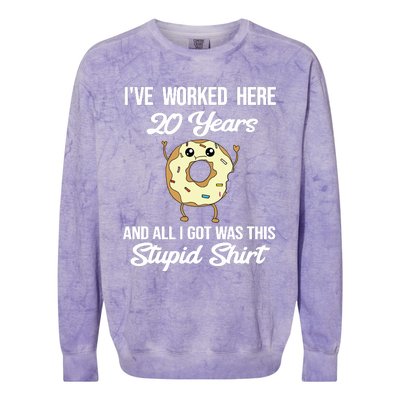 Funny 20 Year Work Anniversary Appreciation Saying Joke 20th Colorblast Crewneck Sweatshirt