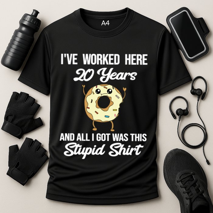 Funny 20 Year Work Anniversary Appreciation Saying Joke 20th Cooling Performance Crew T-Shirt